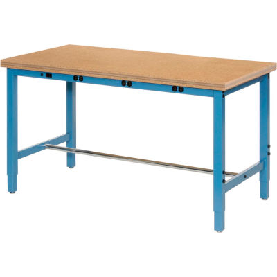 72 x 30 Adjustable Height Workbench - Power Apron, Shop Top Safety Edge Blue