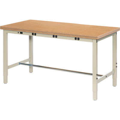 48 x 30 Adjustable Height Workbench - Power Apron, Shop Top Square Edge Tan