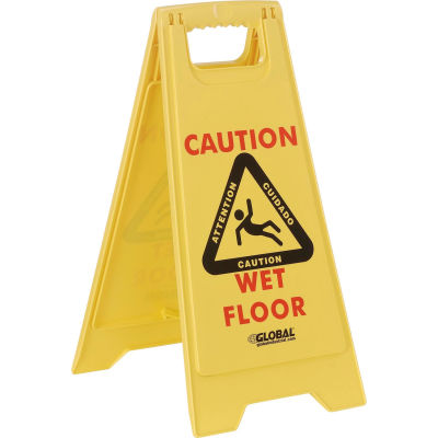 Floor Sign 2 Sided Multi-Lingual - Caution