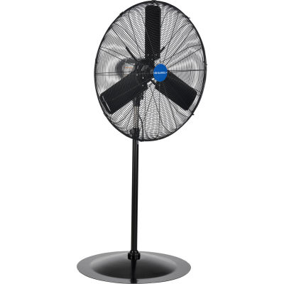30" Oscillating Pedestal Fan, 2 Speed, 8400CFM, 205W, 3/10HP, 1 Phase, Black