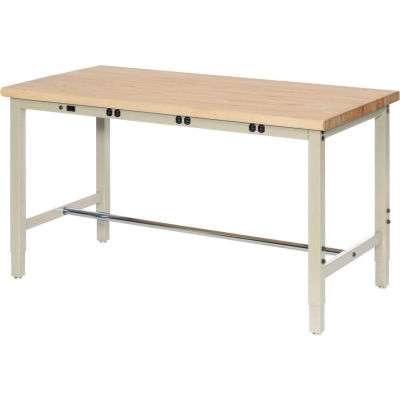 48 x 30 Adjustable Height Workbench - Power Apron - Birch Square Edge - Tan