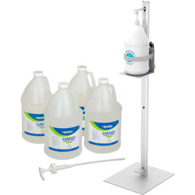 Foot Operated Hand Sanitizer Dispenser Starter Kit w/ 4 x Gal. Gel Sanitizer