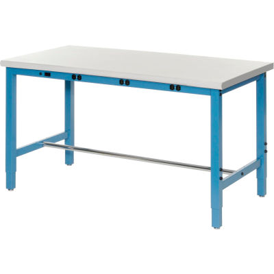 48 x 36 Adjustable Height Workbench - Power Apron, ESD Safety Edge Blue