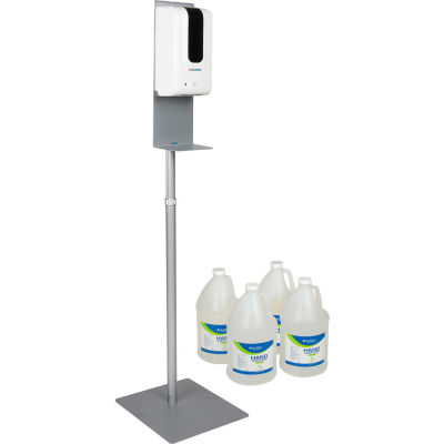 Automatic Hand Sanitizer Dispenser Kit w/ Adjustable Stand, 4 Gal. Sanitizer
