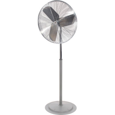 TPI 30" Non-Oscillating Pedestal Fan, 2 Speed, 5400 CFM, 600W, 1/4 HP, Single Phase, Gray