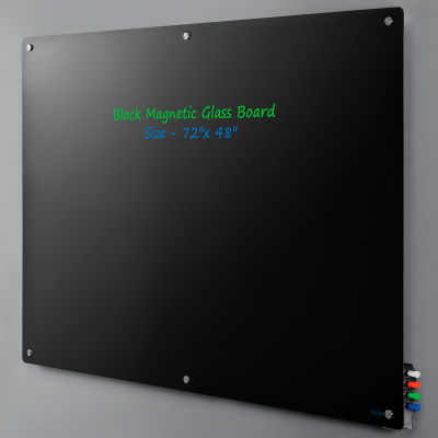 Magnetic Glass Dry Erase Board - 72 x 48" - Black