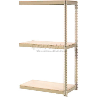 Expandable Add-On Rack 96Wx36Dx84H Tan, 3 Levels Wood Deck 800lb Per Level