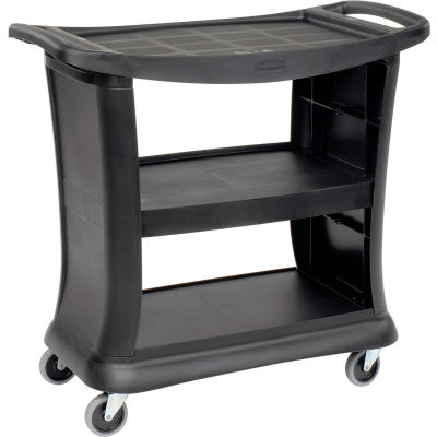 Rubbermaid® Executive Service Cart W/Enclosed Ends, 3 Shelf, 39"Lx21"W, Black