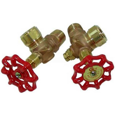 Water Gauge Valve Set 1/2" x 5/8" OD Glass Tub For Cleveland, CLE07176