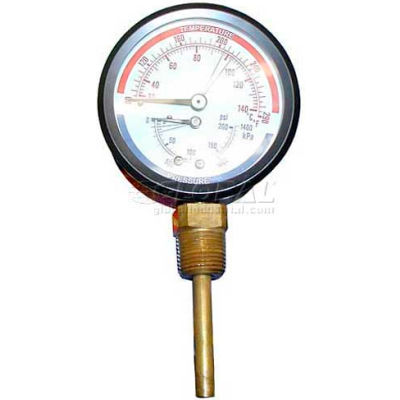 Press/Temp Gauge, 3" Dia., 50-290F, 0-200 PSI, For Hatco, 03.01.003.00