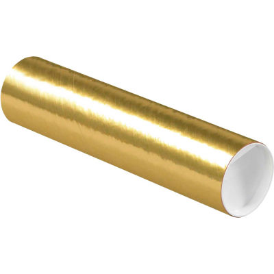 Colored Mailing Tubes With Caps, 3" Dia. x 12"L, 0.07" Thick, Gold, 24/Pack