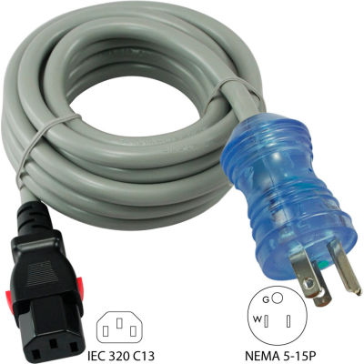 Conntek 27170, 8', 13-Amp, 16/3 SJTW Hospital/Medical Grade Cord with Push Lock IEC C13