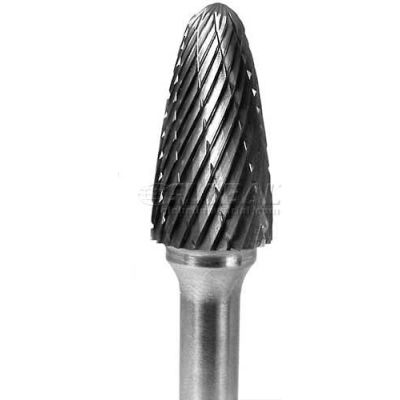 Grobet Radius Tree Carbide Burr 32.709, Double Cut, 1/4" Shank DIA, 2-3/4" OAL