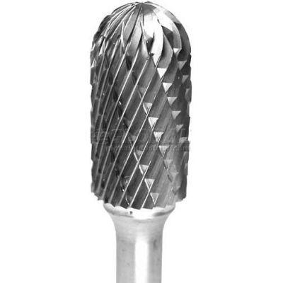 Grobet Cylinder Radius End Carbide Burr 32.851, Double Cut, 1/8" Shank DIA, 2" OAL