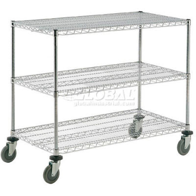 Nexel® Chrome ESD Adjustable Shelf Truck, 3 Shelf, 24"L x 18"W x 40"H, Polyurethane Casters
