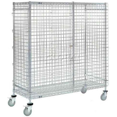 Wire Security Truck, Poly-Z-Brite®, 24"W x 60"L x 69"H, Polyurethane, 4 Swivel, 2 Brake Casters
