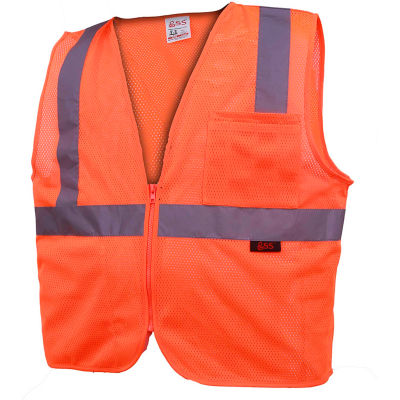 GSS Safety 1002 Standard Class 2 Mesh Zipper Safety Vest, Orange, 4XL