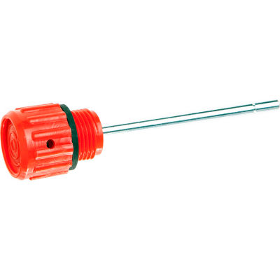 Red Nylon Plastic Oil Plug with Breather with Dipstick - M18 x 1.5 Thread - J.W. Winco 6313010