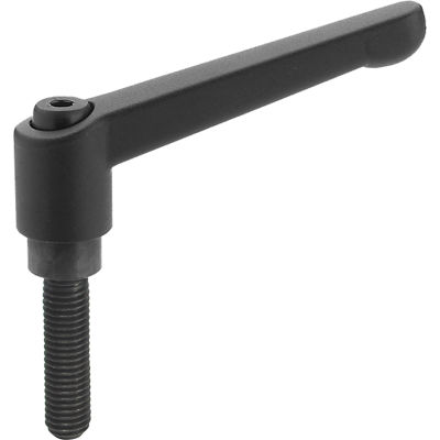 Die Cast Adjustable Lever - M6 x 1.0 - 30mm Handle - 32mm Stud - Black - J.W. Winco 6N32A19K GN300