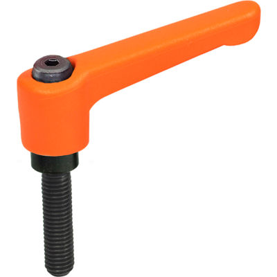 J.W. Winco 8N40F34O Nylon Plastic Adjustable Lever w/ Steel Components - M8 x 40mm Stud