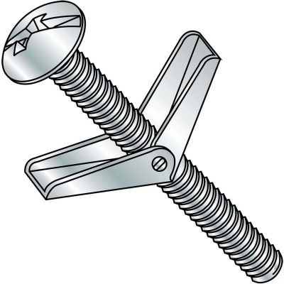 1/8X2 Combination Mushroom Head Toggle Bolt Zinc, Pkg of 50