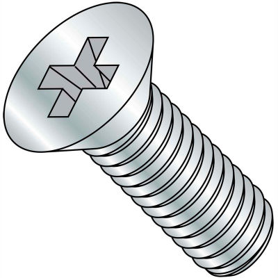 8-32X1 Phillips Flat Machine Screw Fully Threaded Zinc, Pkg of 7000