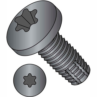 5/16-18X2 Six Lobe Pan Floor Board Screw Type F Fully Threaded Black Phosphate, Pkg of 500