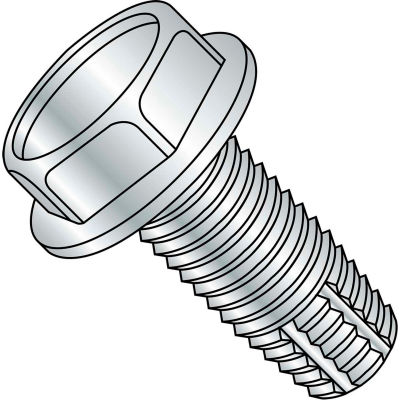 3/8-16X3/4 Unslotted Indented Hex Washer Thread Cutting Screw Type F Fully Threaded Zinc An
