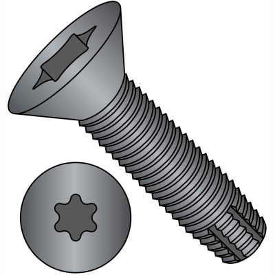 3/8-16X2 Six Lobe Flat Floor Board Screw Type F Black Phosphate, Pkg of 400