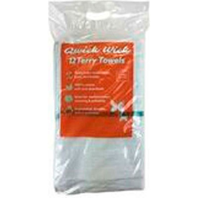 Qwick Wick 100% Cotton Green Stripe Terry Bar Towel, 30 oz., 16" x 19", 12 Towels/Pack, 5 Packs