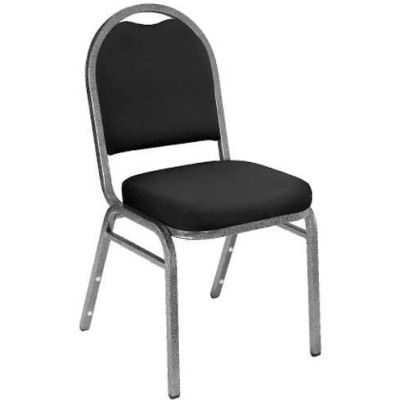 NPS Banquet Stacking Chair - 2" Fabric Seat - Dome Back - Black Seat with Silver Frame