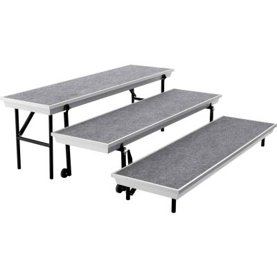 3-Level Straight TransPort Riser - Gray Carpet with Black Aluminum Frame