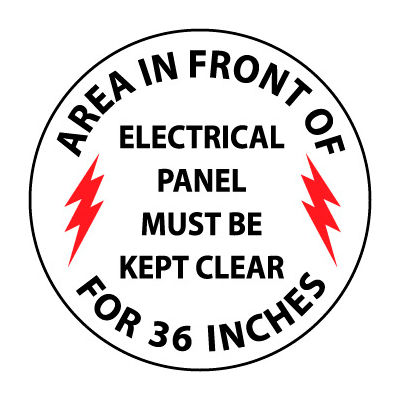 Walk On Floor Sign - Area In Front Of Electrical Panel Must Be Kept Clear