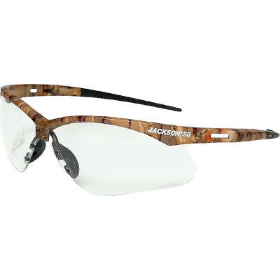 Jackson Safety SG Safety Glasses with Anti-Fog, Clear Lens and Camo Frame