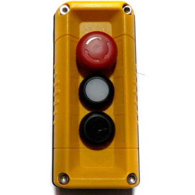 T.E.R., F71GY10020000001 VICTOR Wall Mount Control Station, Yellow, 3 Hole, E-Stop + 2 Function