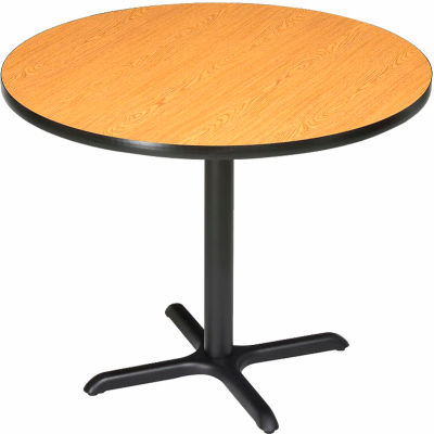Interion® 36" Round Bar Height Restaurant Table, Oak