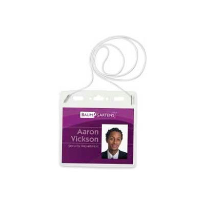 Baumgartens® Badge Holder with Elastic Neckcord, 30" Elastic Cord, 4" x 3", 25/Pack