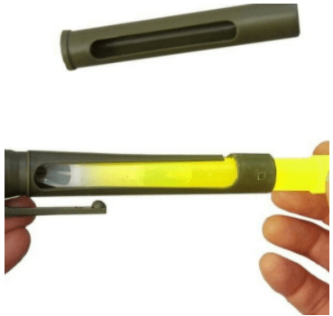 Lightsticks Holder, Waterproof, High Impact Plastic, 6.75" x 1.06", Army Green - Each