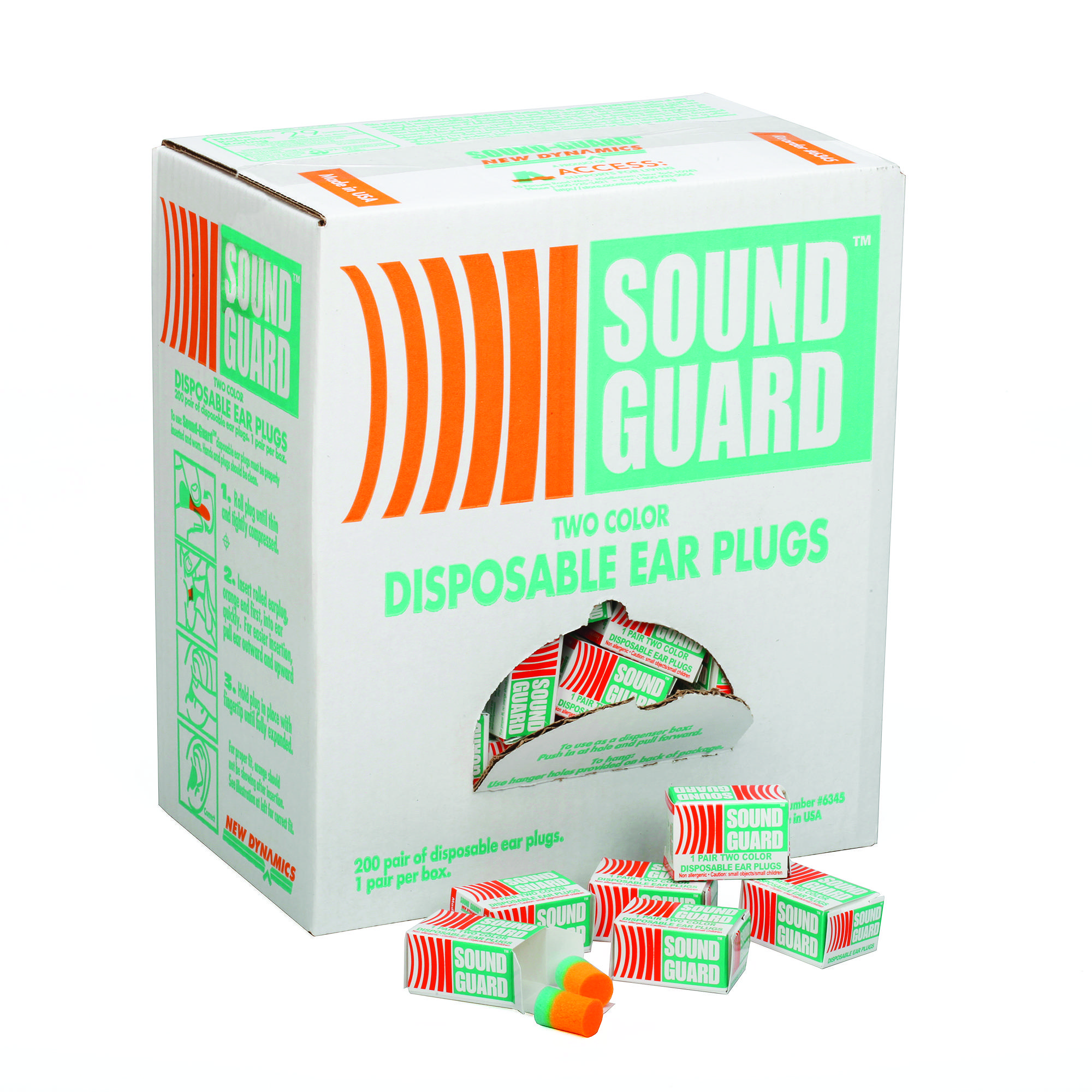 SoundGuard Foam Ear Plugs, Orange/Green - (200/CS)
