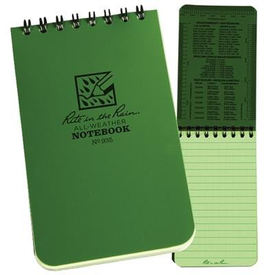 Rite N Rain -Notebook 3 x 5 Green - Each