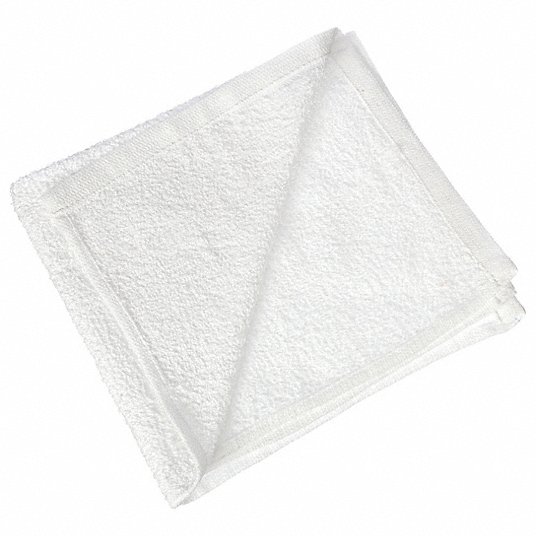 Towels, Wiping, Machinery, Terry, Cotton, 16" x 19", White - 12/PK