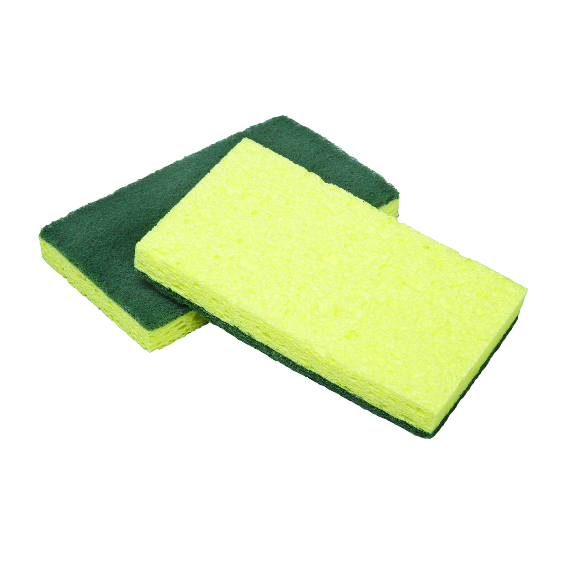 Sponge, Scrubber, Cellulose, Yellow/Green, 6-1/4" x 3-1/4" x 3/4" - 3/PK
