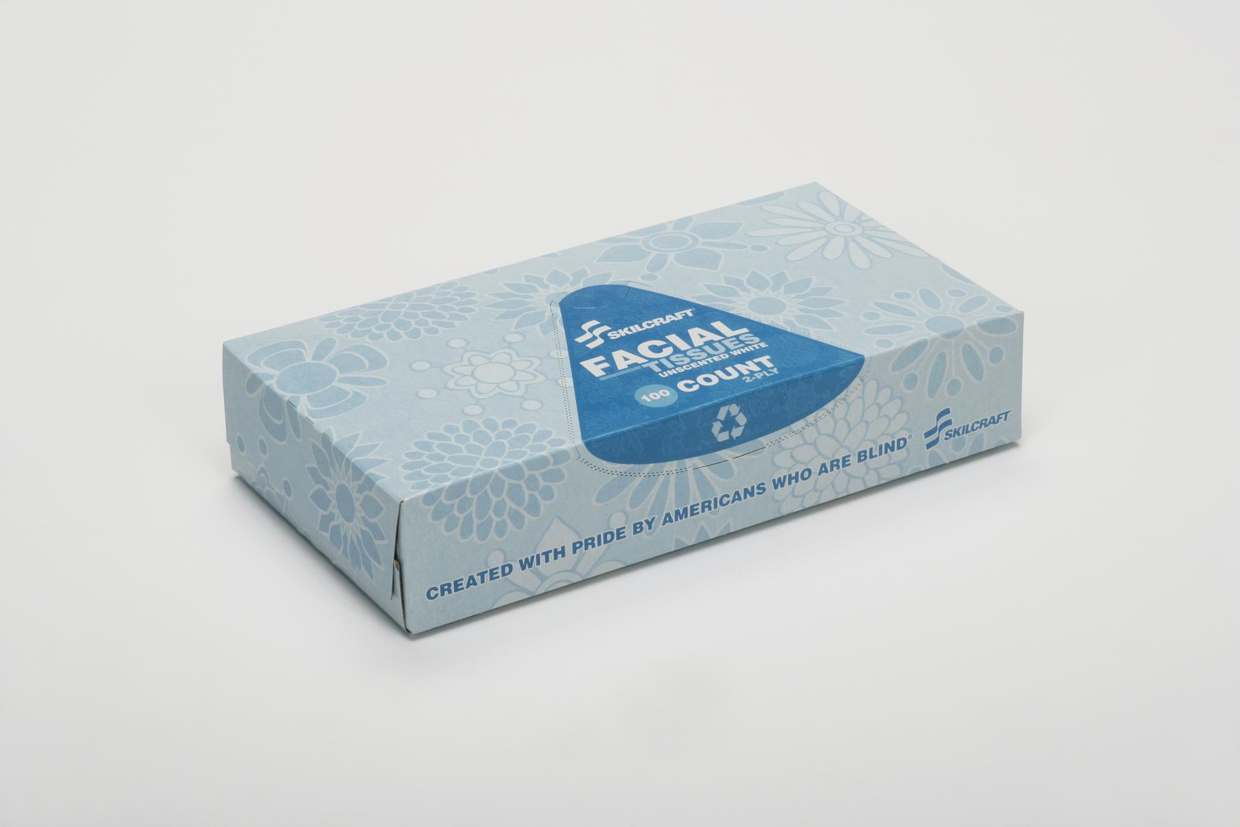 TISSUE, FACIAL, 2-PLY, WHITE, 100 sheets/BX
