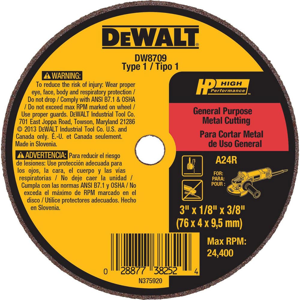 3" x 1/8" x 3/8" Cutoff Wheel, 50/Pack