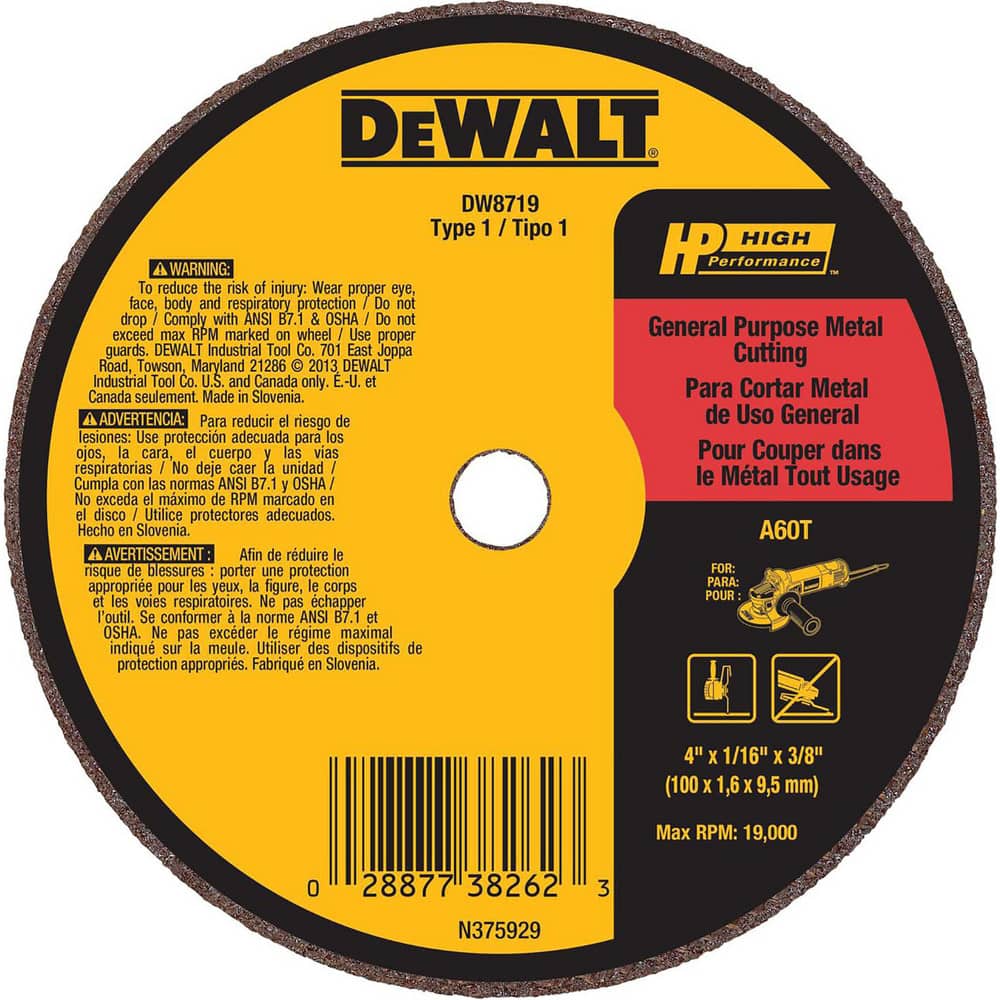 4" x 1/16" x 3/8" Cutoff Wheel, 25/Pack