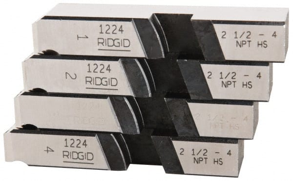 4-Piece High-Speed Steel Pipe Threading Dies Set, 2-1/2" to 4" NPT, Right-Hand, Universal Fit