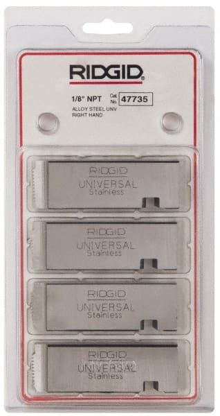 4-Piece 1/8" NPT Pipe Threading Die Set, Alloy Steel, Right Hand, 27 TPI, Compatible with Ridgid