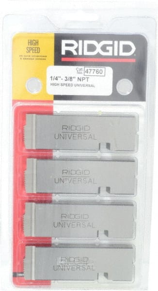 High-Speed Steel Pipe Die Set, 1/4"-3/8" NPT, 4 Pieces, Compatible with Die Heads