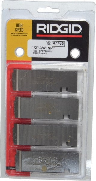 High-Speed Steel Pipe Die Set, 1/2"-3/4" NPT, 14 TPI, 4 Pieces for Threading Machines