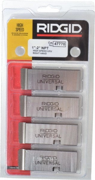 4-Piece High-Speed Steel Pipe Threading Dies Set, 1"-2" NPT, Right-Hand, Compatible with Ridgid